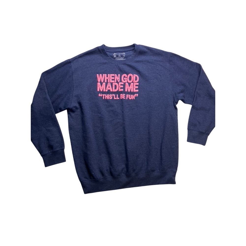 Love In Faith Sweatshirt Womens 3X Navy Blue Excellent Graphic Funny Religious